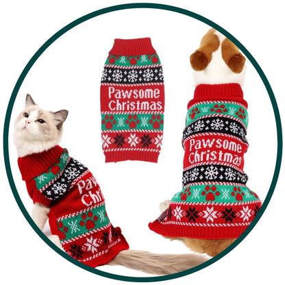 Knitted Christmas Jumper for Dogs and Cats with Snowman Design, Available in 5 Sizes