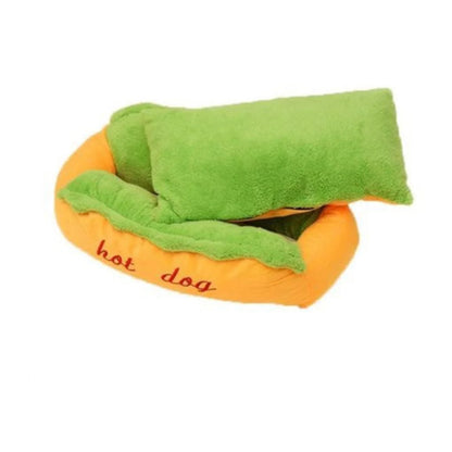 Sausage Bun Novelty Pet Sleeping Bed with Detachable Pad and Non Slip Bottom