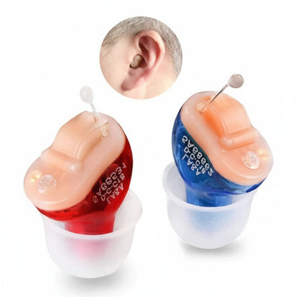 In Ear Sound Amplifier Devices with USB Charging Case and Noise Reduction, Discreet Fit