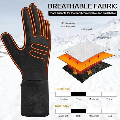 Slim Fit Battery Powered Inner Gloves with Three Heat Levels and Touchscreen Tips