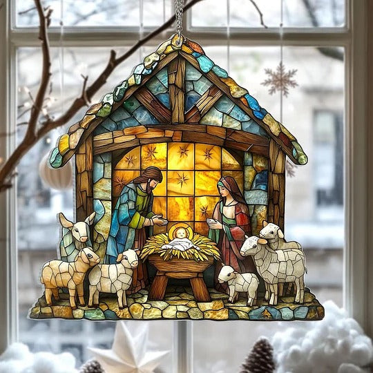 Four Inch Nativity Silhouette Window Hanging for Holiday Windows and Shelves