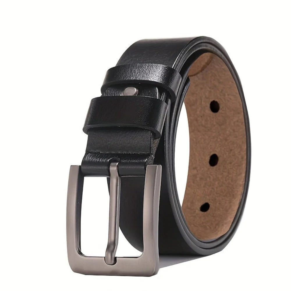Genuine Leather Waist Strap with Single Prong Buckle, Available in Black and Brown