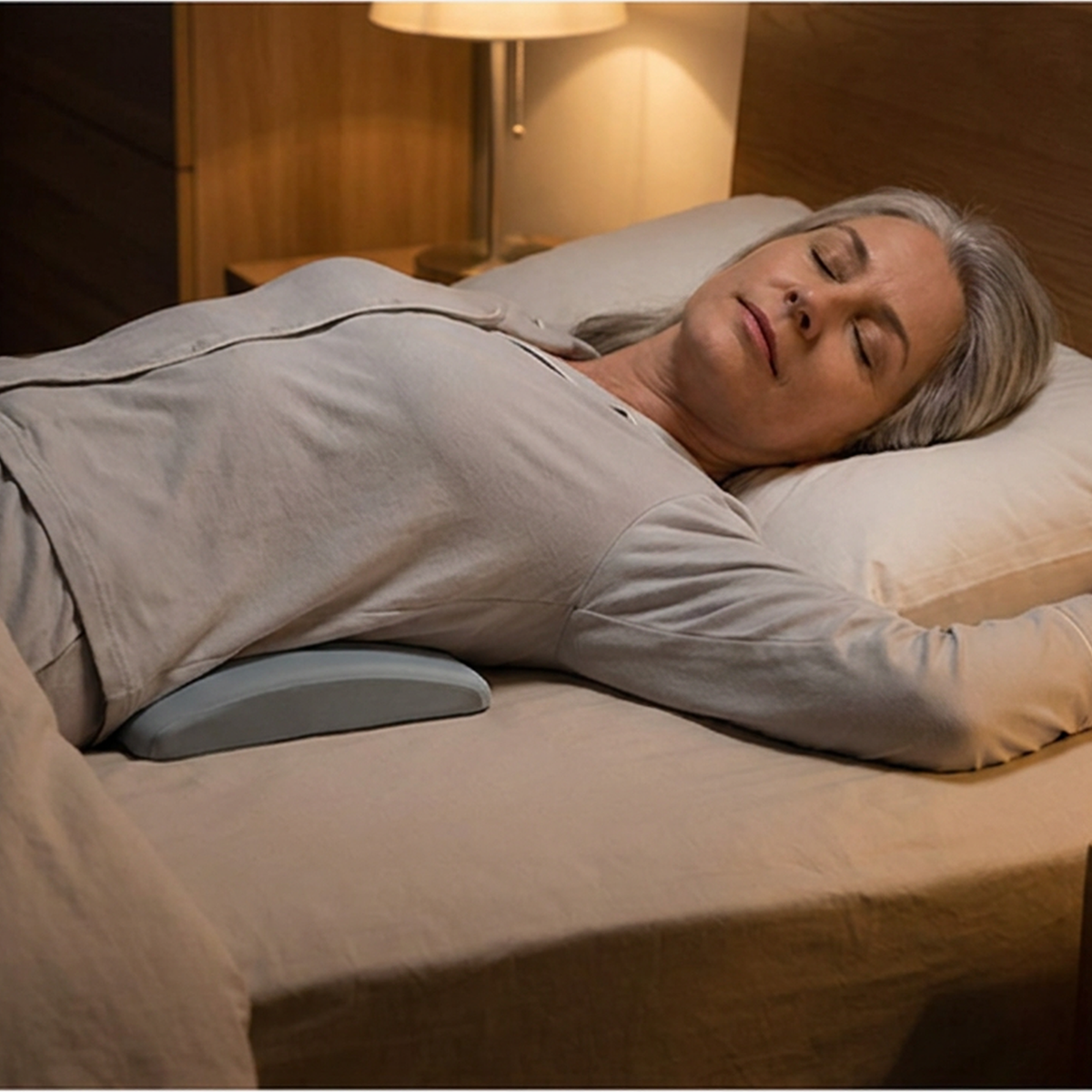 Memory Foam Lumbar Pillow with Tapered Edges and Soft Knit Cover, 23.6in Width