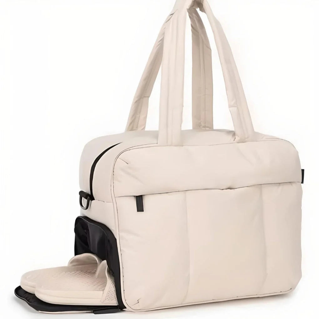 Padded Quilted Weekender Bag with Two Carry Straps and Zip Closure