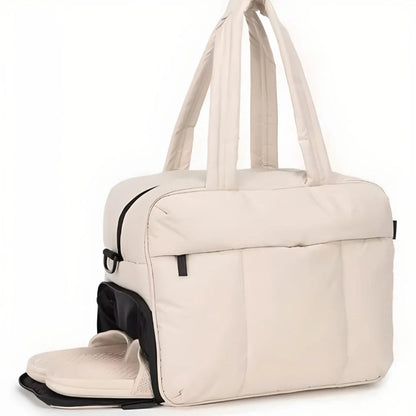 Padded Quilted Weekender Bag with Two Carry Straps and Zip Closure