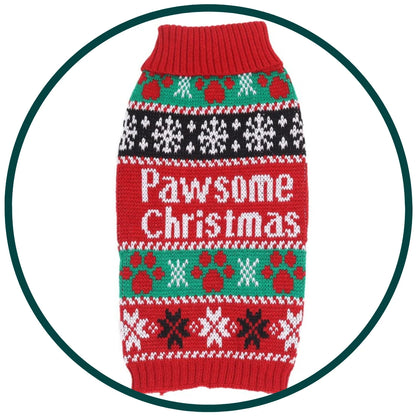 Knitted Christmas Jumper for Dogs and Cats with Snowman Design, Available in 5 Sizes