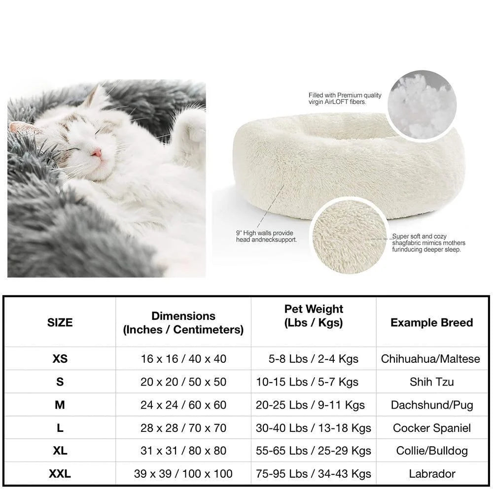 Bolster Rim Fluffy Sleeping Cushion for Pets with Detachable Machine Safe Fabric