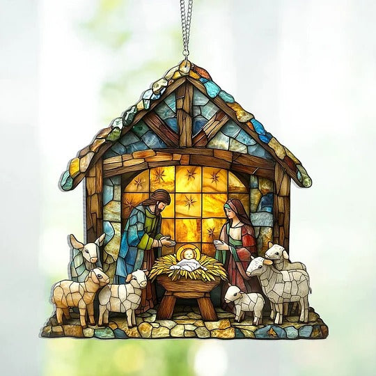 Four Inch Nativity Silhouette Window Hanging for Holiday Windows and Shelves