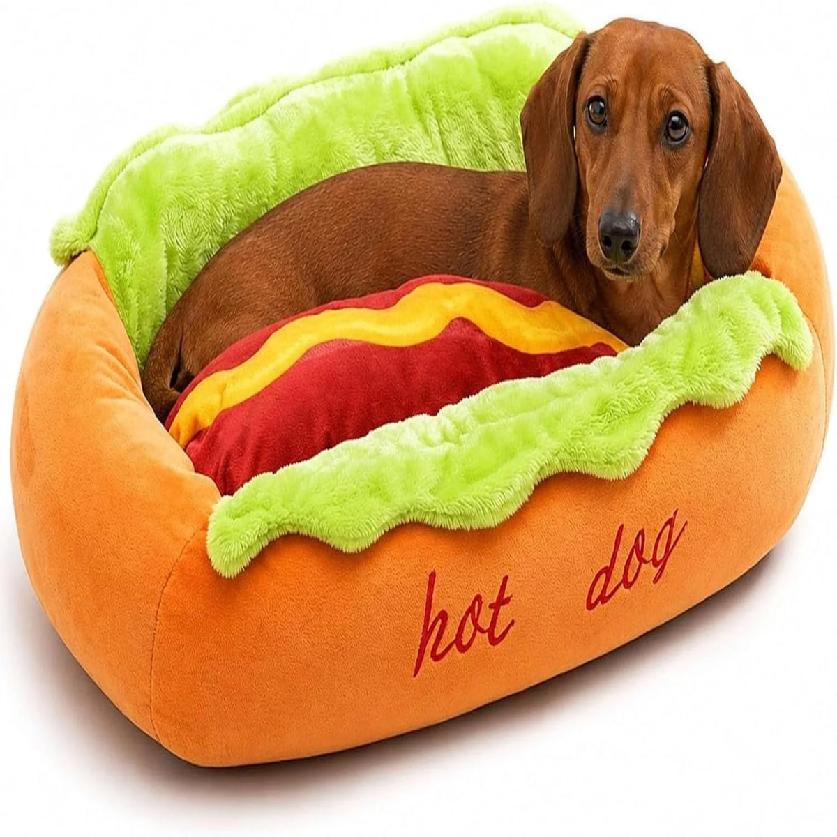 Sausage Bun Novelty Pet Sleeping Bed with Detachable Pad and Non Slip Bottom