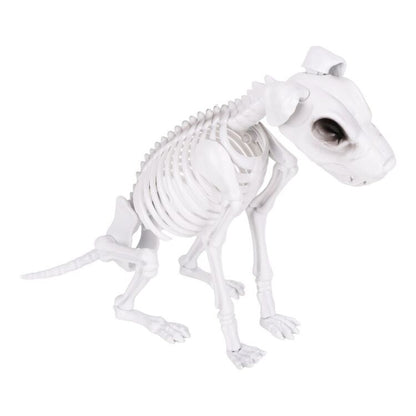 Halloween Skeleton Dog Figure in Sitting Pose for Entryways and Spooky Party Tables