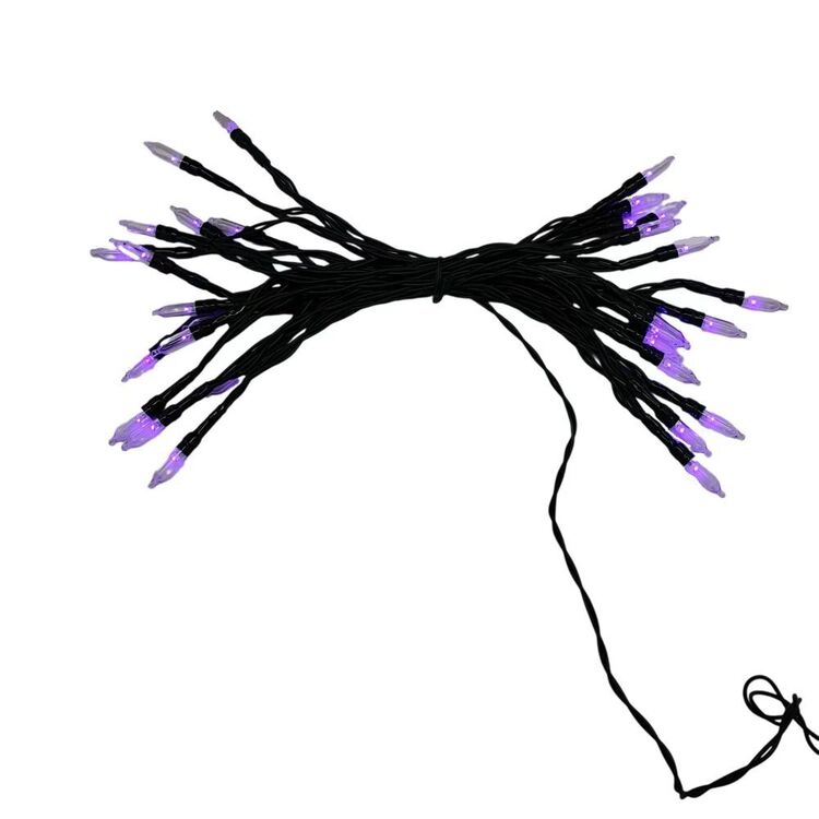 Purple Halloween Fairy Lights on Black Wire for Haunted Bedrooms and Party Walls