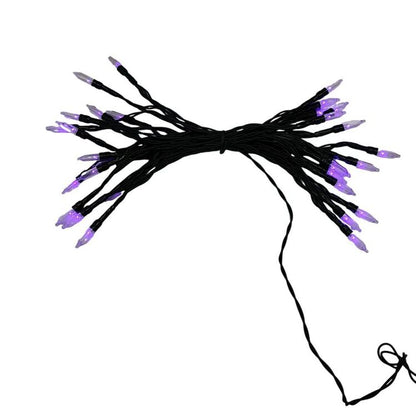 Purple Halloween Fairy Lights on Black Wire for Haunted Bedrooms and Party Walls