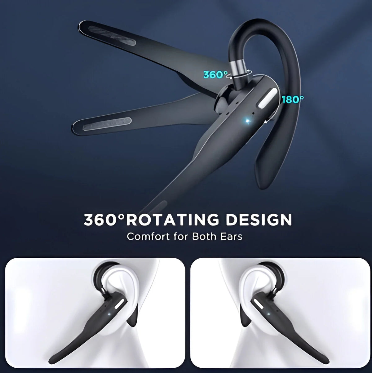 Bluetooth 5.1 Over Ear Driver Headset with Two Microphones and Boom Arm for Calls
