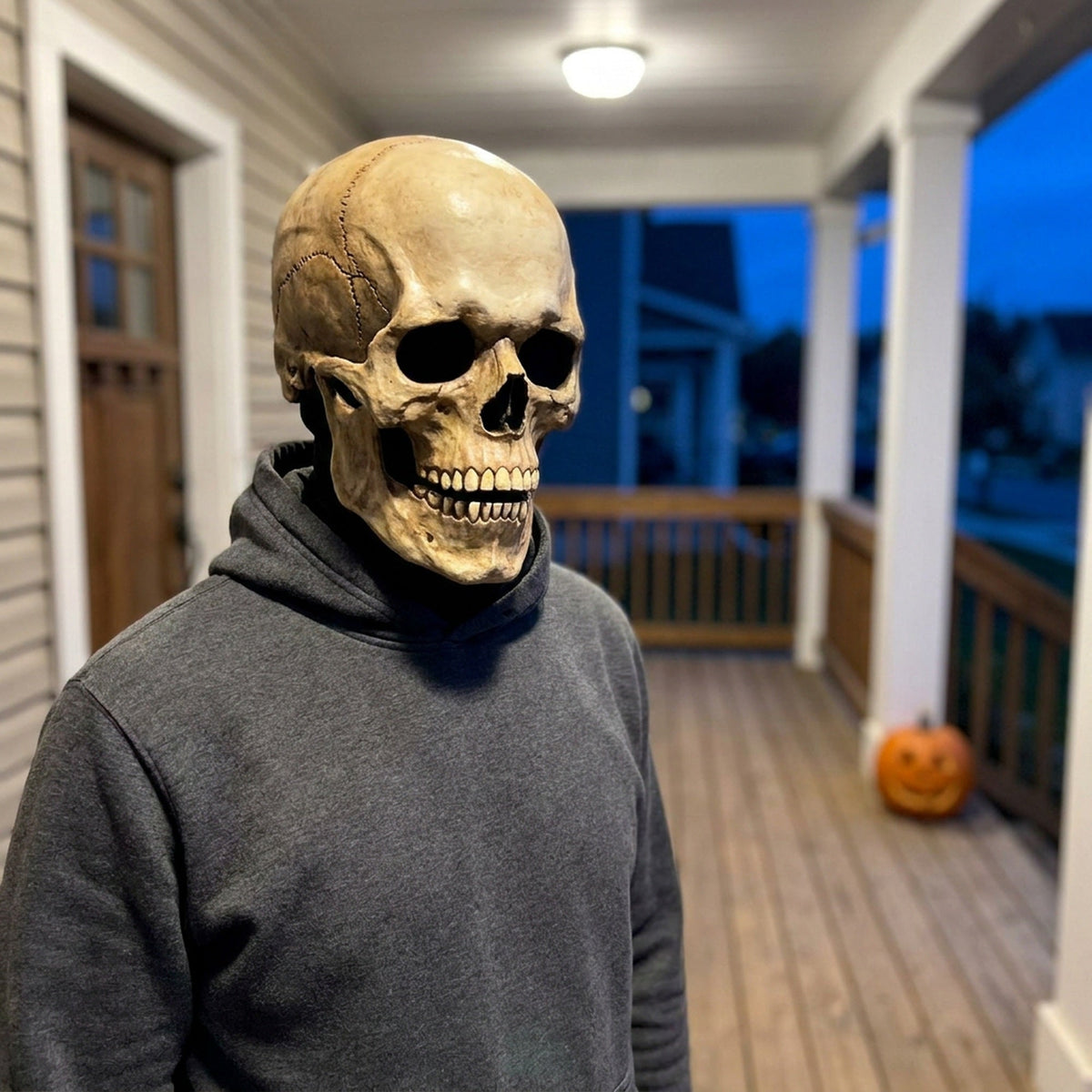 Movable Jaw Full Head Latex Skull Mask for Halloween