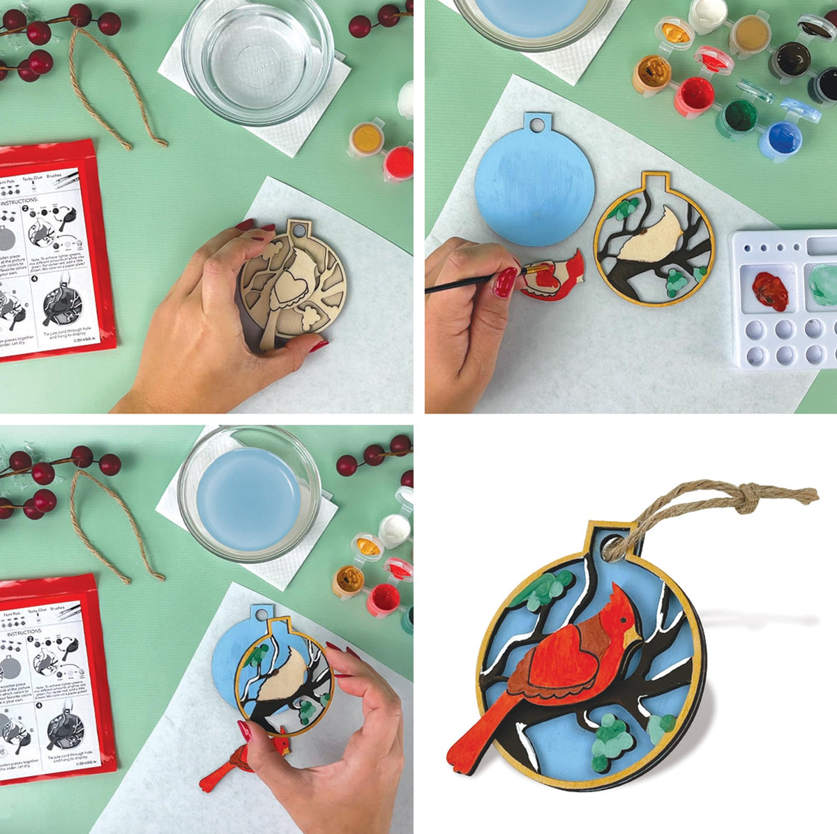 Twenty Five Day Christmas Craft Kit with Diamond Art, Paint by Number and Hangable Ornament Projects