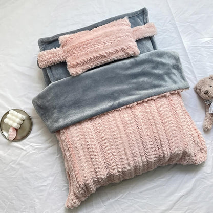 Fluffy Dog and Cat Cushion Bed with Detachable Cover and Bonus Pillow