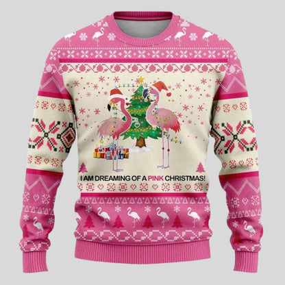 Mens Christmas Knit Pullover Jumper with Loose Cut and Round Neckline