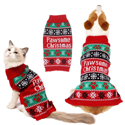 Knitted Christmas Jumper for Dogs and Cats with Snowman Design, Available in 5 Sizes
