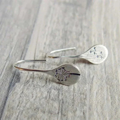 Women's 925 Silver Drop Earrings with Dandelion Wish Design and Fish Hook Backs