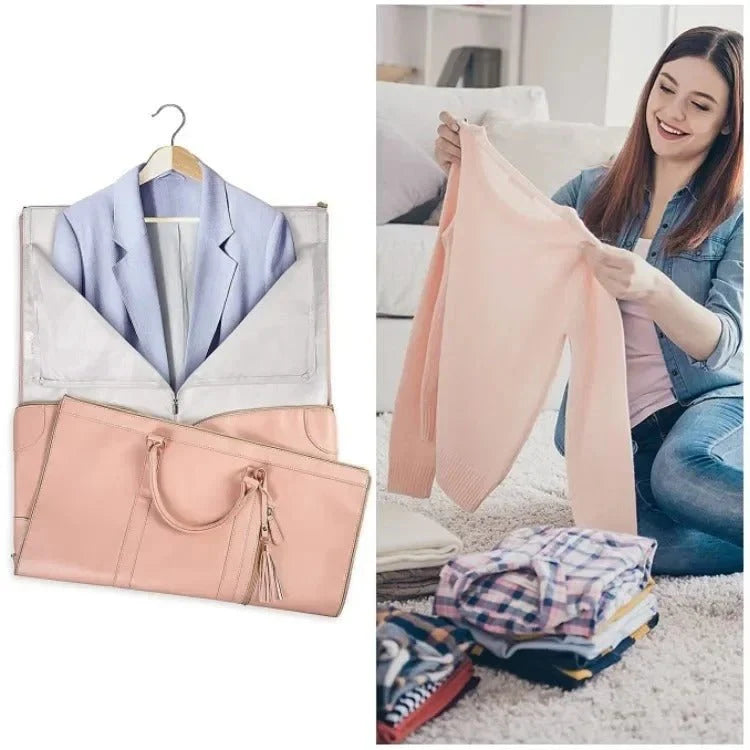 Foldable Suit Cover Travel Case with Inner Storage Compartments and Carry Strap