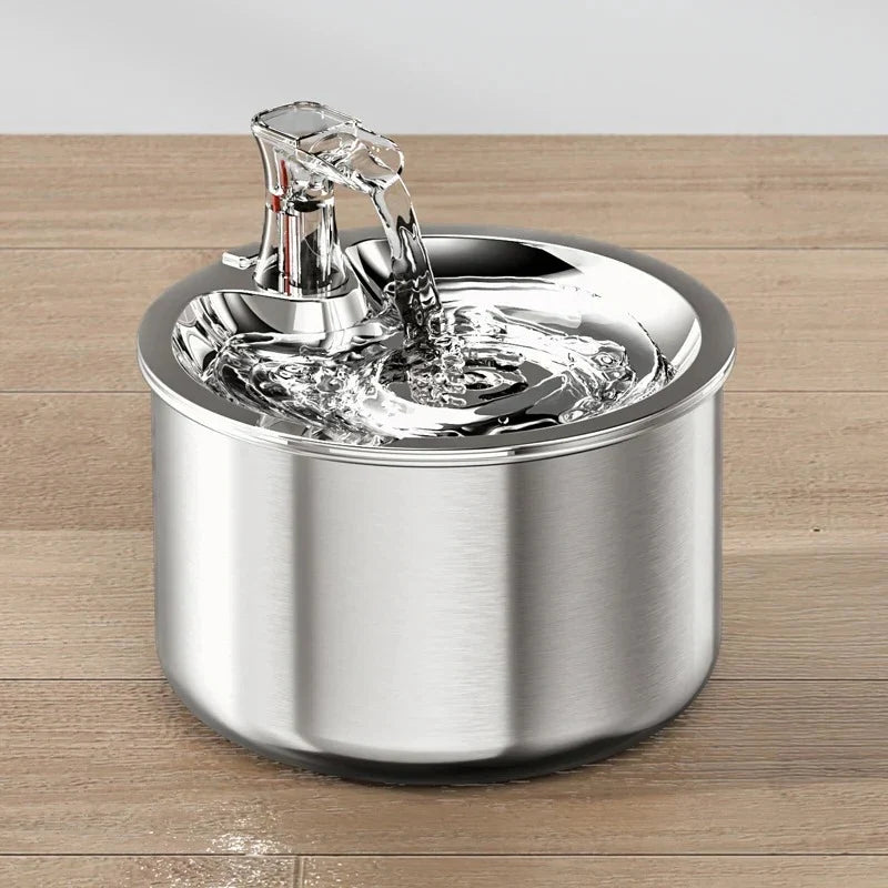 Motion Activated Steel Water Dispenser for Cats with Replaceable Filter Cartridge
