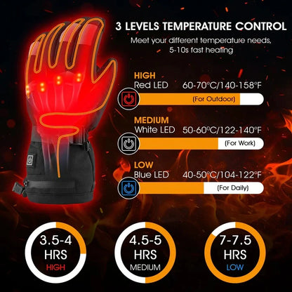 Slim Fit Battery Powered Inner Gloves with Three Heat Levels and Touchscreen Tips