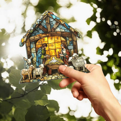 Four Inch Nativity Silhouette Window Hanging for Holiday Windows and Shelves