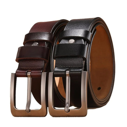 Genuine Leather Waist Strap with Single Prong Buckle, Available in Black and Brown