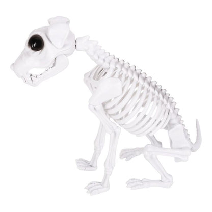 Halloween Skeleton Dog Figure in Sitting Pose for Entryways and Spooky Party Tables