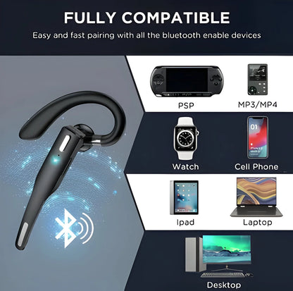 Bluetooth 5.1 Over Ear Driver Headset with Two Microphones and Boom Arm for Calls