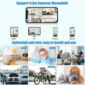 Compact WiFi Security Camera with Magnetic Mount, Video and Audio Capable