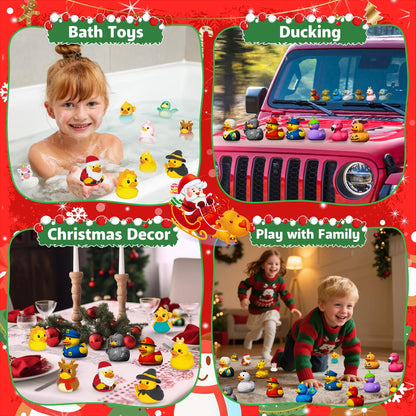 Twenty Four Piece Rubber Duck Holiday Calendar with Santa, Snowman, Unicorn and Elf Costume Ducks