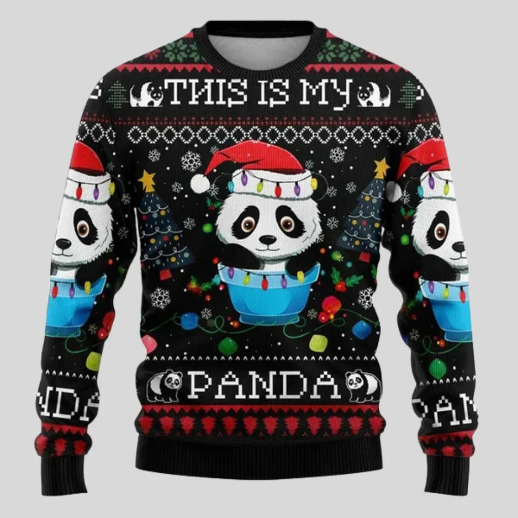 Mens Christmas Knit Pullover Jumper with Loose Cut and Round Neckline