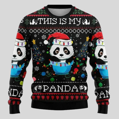 Mens Christmas Knit Pullover Jumper with Loose Cut and Round Neckline