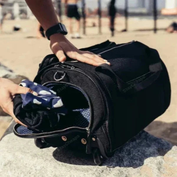Suit Carrier Travel Bag with Separate Footwear Pocket, Folds into Weekender