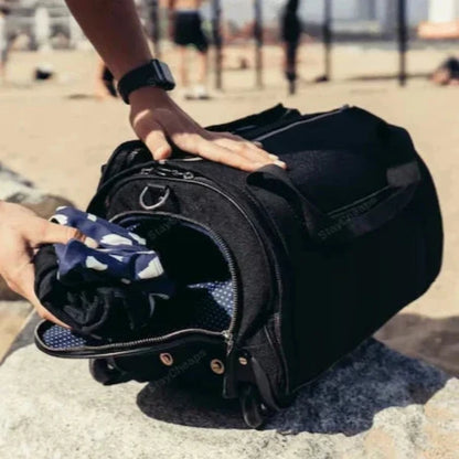 Suit Carrier Travel Bag with Separate Footwear Pocket, Folds into Weekender