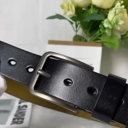 Genuine Leather Waist Strap with Single Prong Buckle, Available in Black and Brown