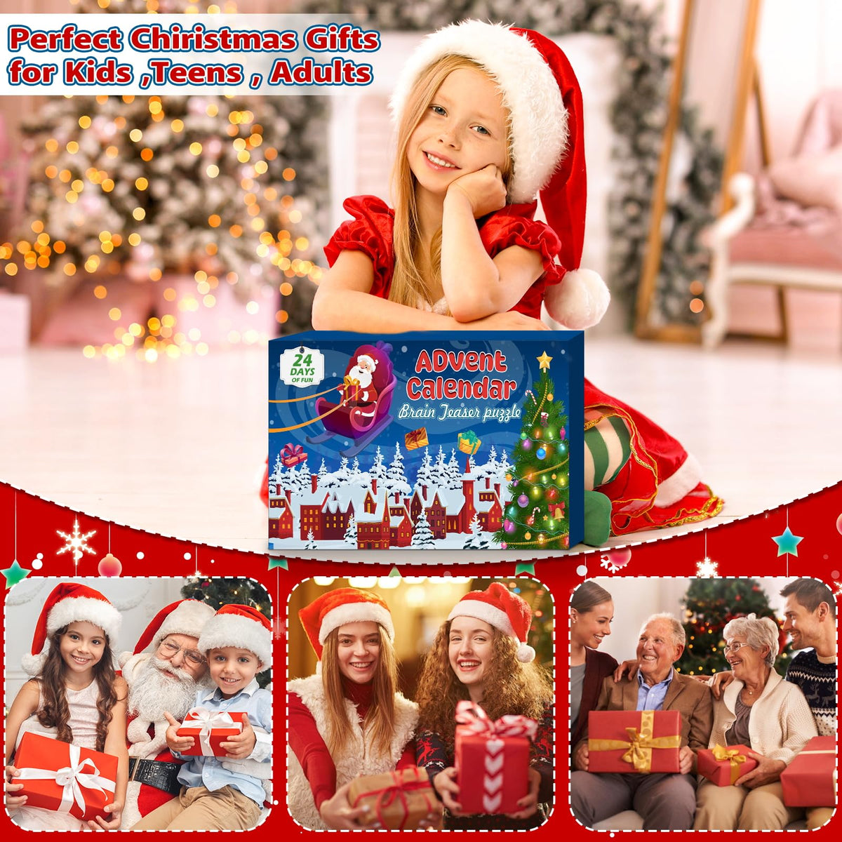 Brain Teaser Advent Box Packing 24 Interlocking Metal Ring and Wooden Block Puzzles for Puzzle Fans of Every Age