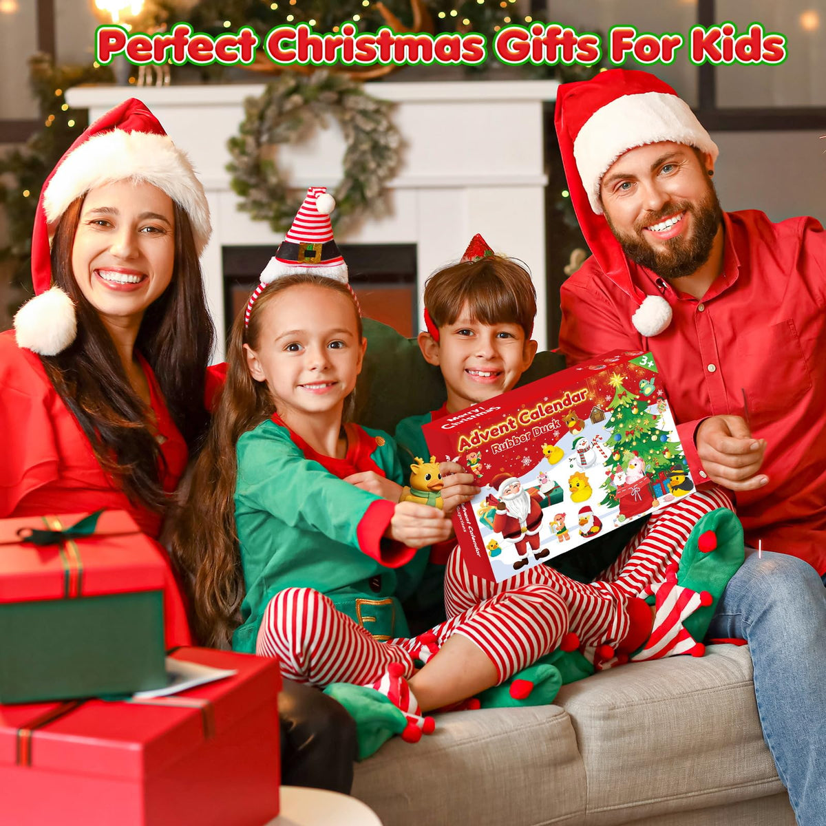 Twenty Four Piece Rubber Duck Holiday Calendar with Santa, Snowman, Unicorn and Elf Costume Ducks
