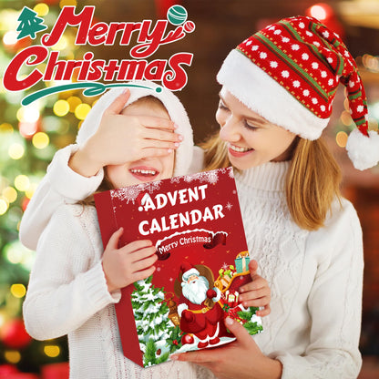 Fold Open Christmas Calendar Box Packed with 24 Different Squishy Toys in Soft Thermoplastic Rubber