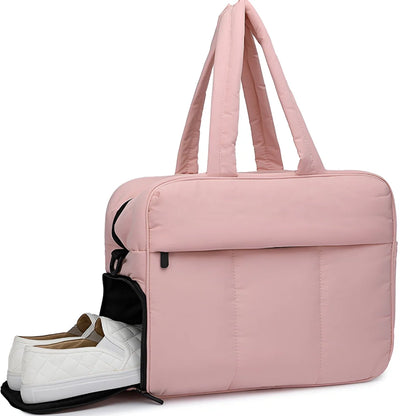 Padded Quilted Weekender Bag with Two Carry Straps and Zip Closure