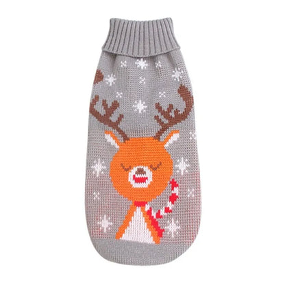 Christmas Themed Puppy Pullover Jumper with Stretch Collar and Warm Knit Fabric