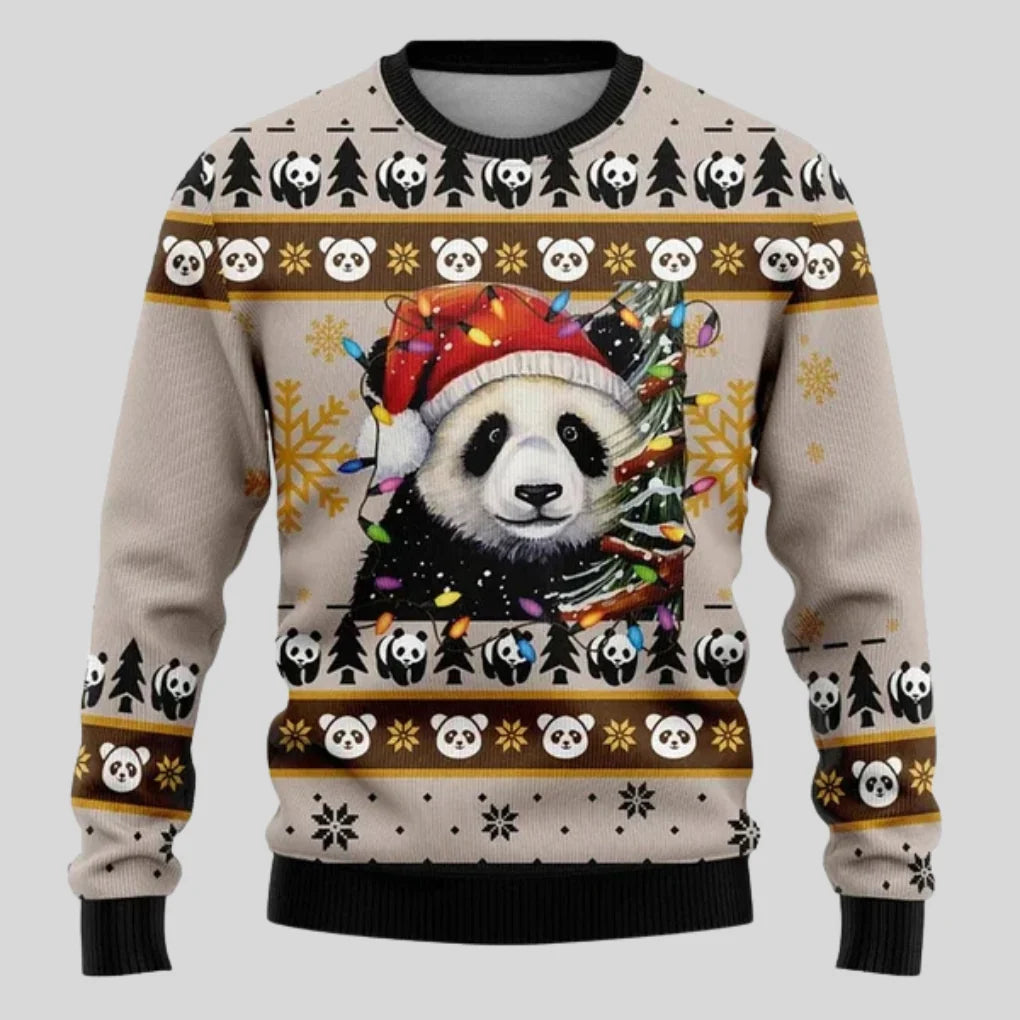 Mens Christmas Knit Pullover Jumper with Loose Cut and Round Neckline