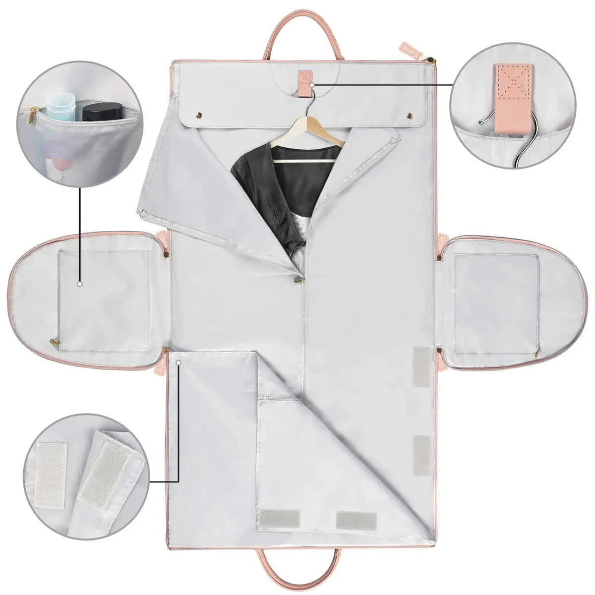 Foldable Suit Cover Travel Case with Inner Storage Compartments and Carry Strap