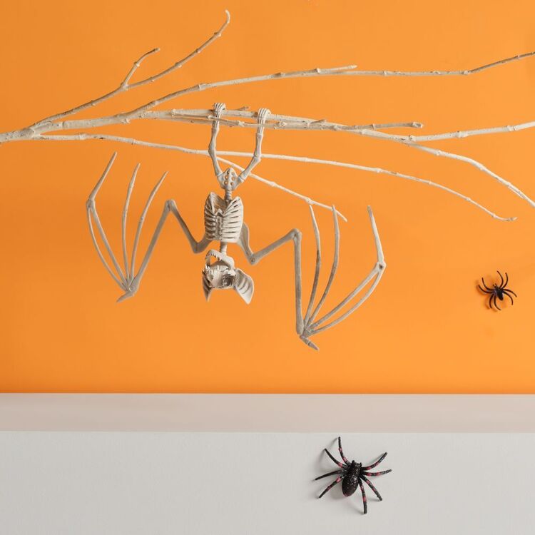 Halloween Bat Skeleton with Open Wings in Natural Color for Mantels and Branch Scenes