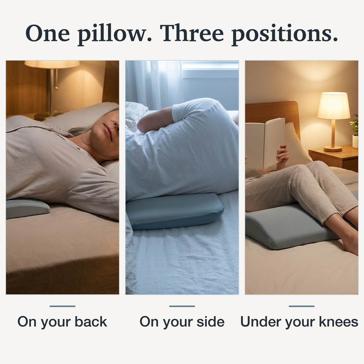 Memory Foam Lumbar Pillow with Tapered Edges and Soft Knit Cover, 23.6in Width