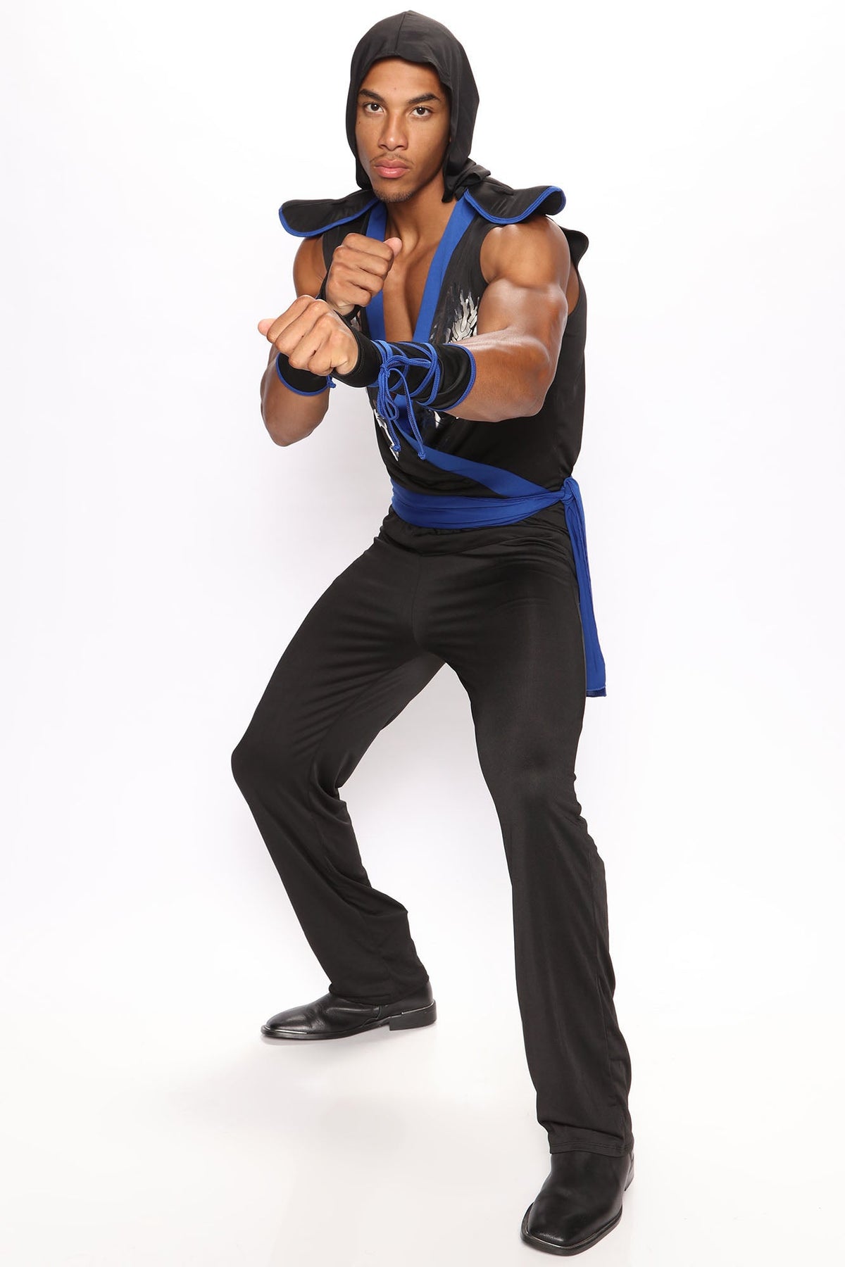 Black and Blue Stealth Warrior Costume Set with Sash