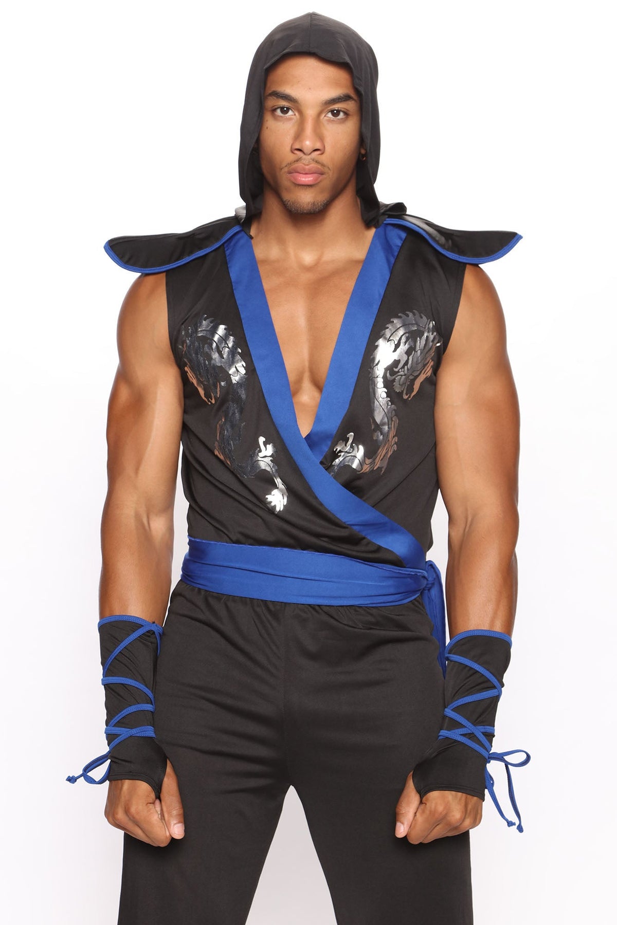 Black and Blue Stealth Warrior Costume Set with Sash