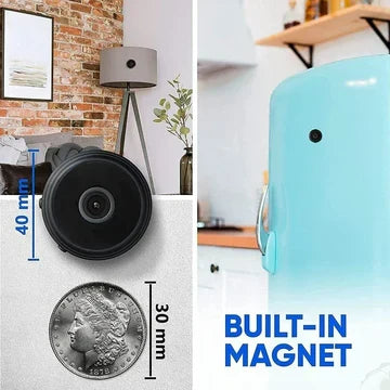 Compact WiFi Security Camera with Magnetic Mount, Video and Audio Capable