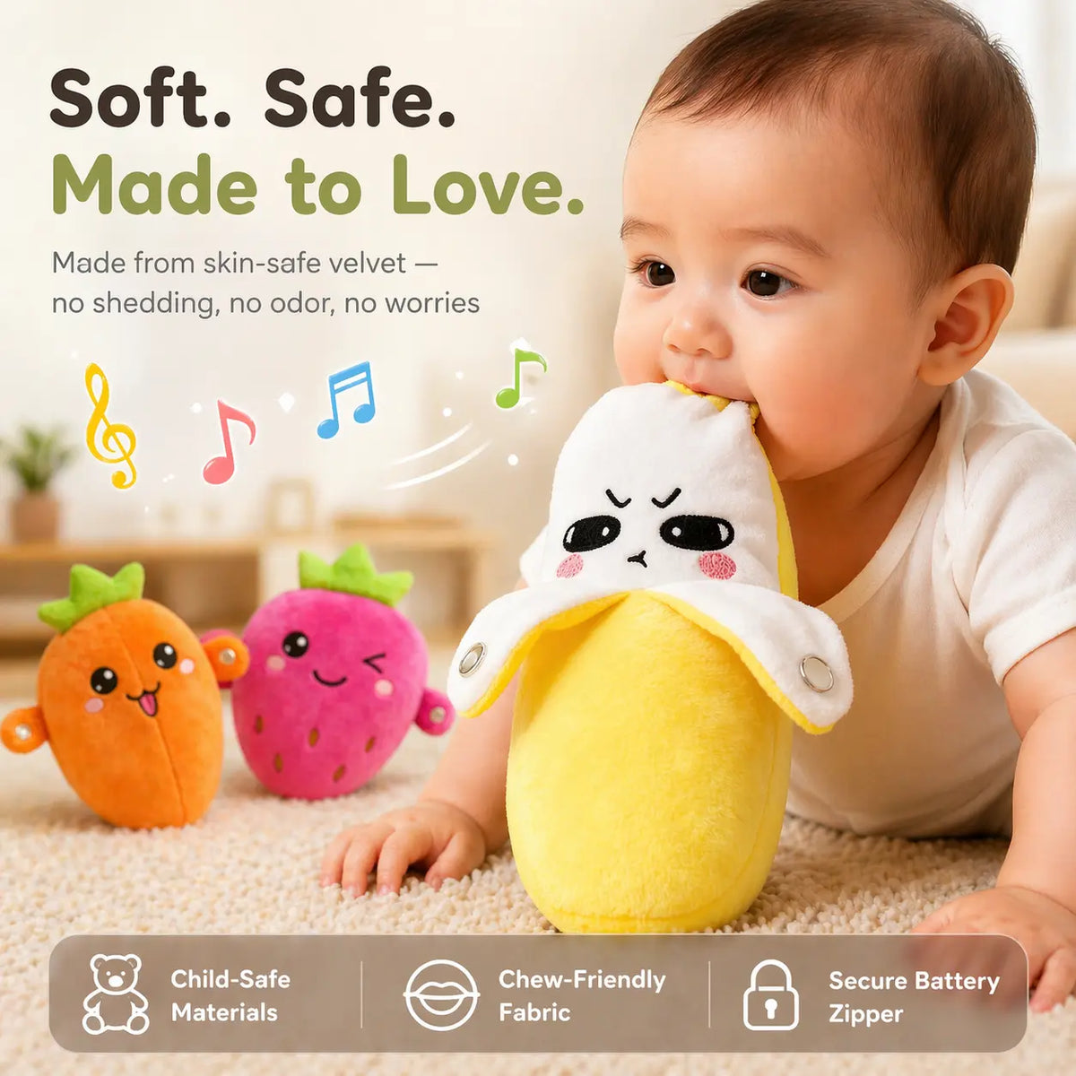 Touch Sensor Stuffed Animal Toy with Sound and Movement Reactions